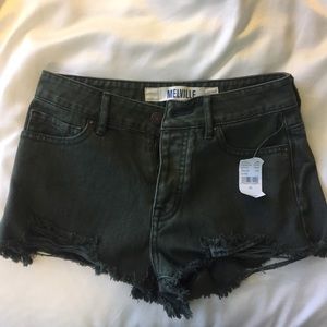 Brandy Melville Dark Green Denim Shorts